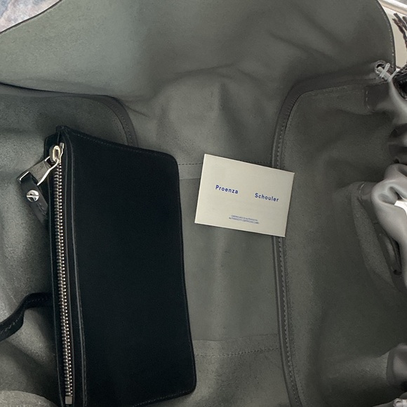 Proenza Schouler Gray Smooth Leather Drawstring Tote - Picture 3 of 3